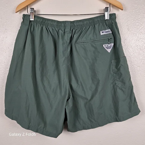 PColumbia PFG Green Nylon Fishing Hiking Swim Shorts Mesh Lined Men’s‎ L - Picture 2 of 7
